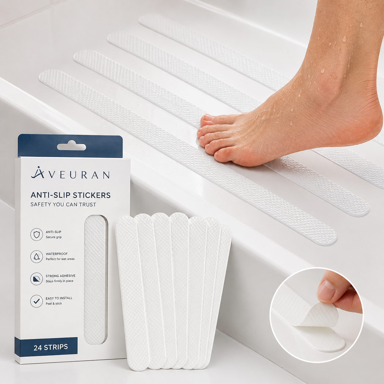 Aveuran AnchorGrip™ Anti-Slip Bath Stickers (24-Pack)