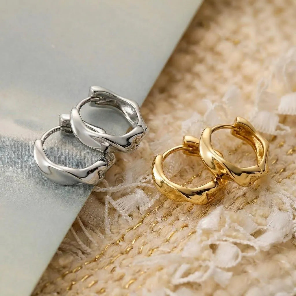 18K Gold Huggie Earrings Chunky Twisted Hoops for Women Her Small Bold Earrings for Everyday Wear Date Gift for Her